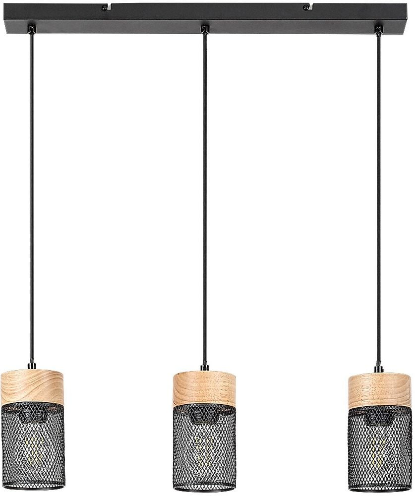 Rabalux Callum lampă suspendată 3x25 W negru-lemn 72043