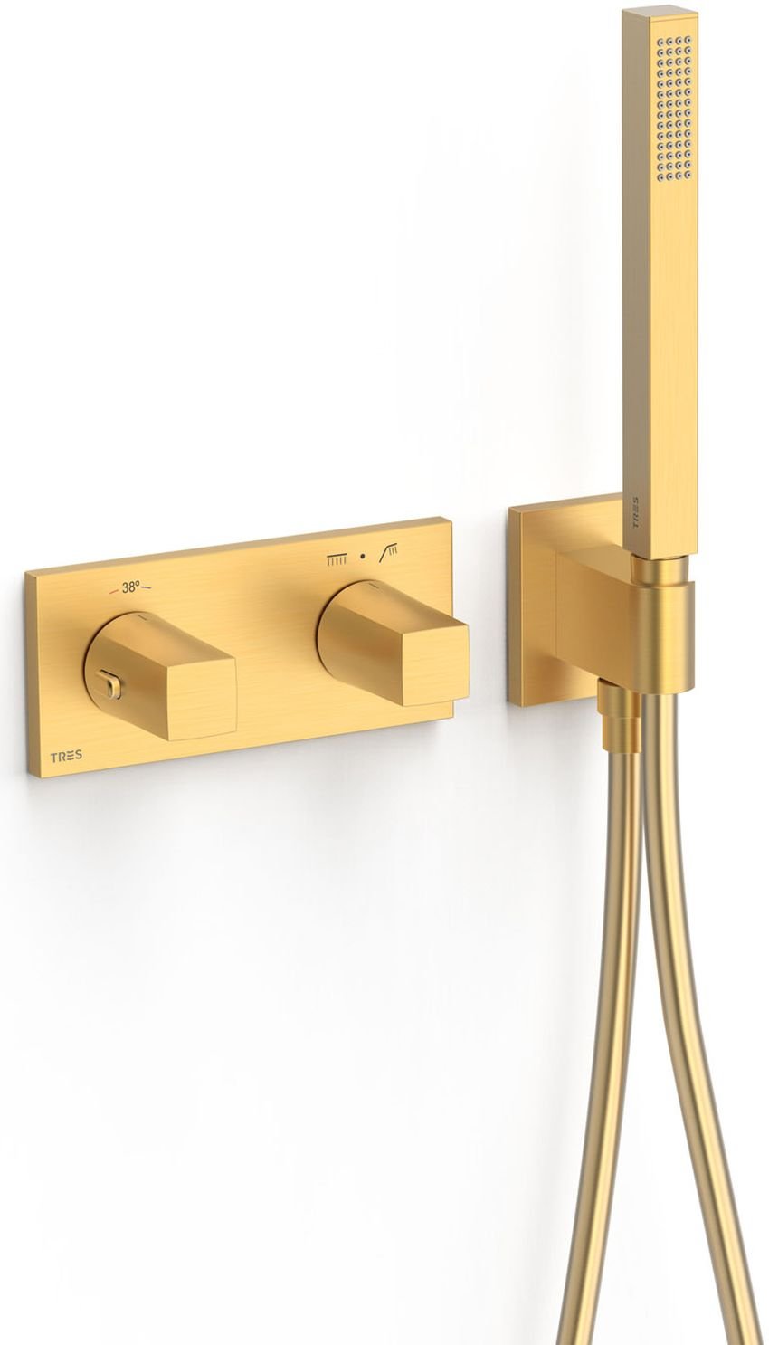 Tres B-System baterie cadă-duș ascuns cu termostat auriu 30725201OM