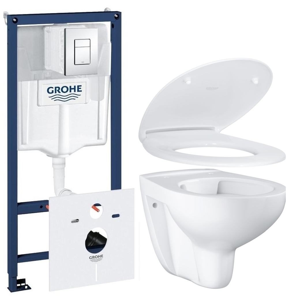 Set cadru încastrat Grohe Rapid SL 38827000, vas WC Grohe Bau Ceramic 39427000, 39493000