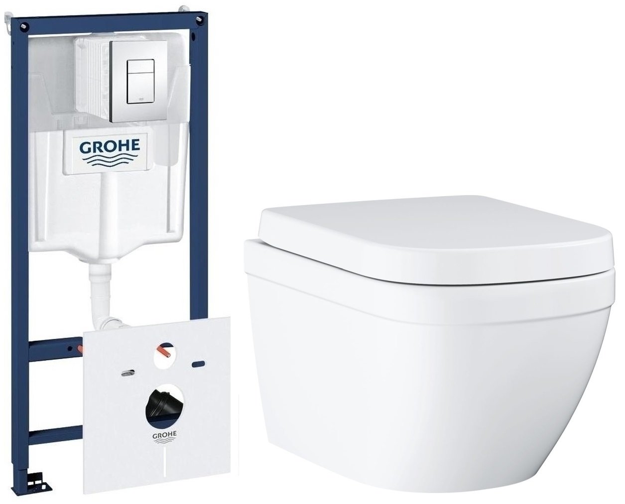 Set vas WC Grohe Euro Ceramic 39554000, cadru încastrat Grohe Rapid SL 38827000