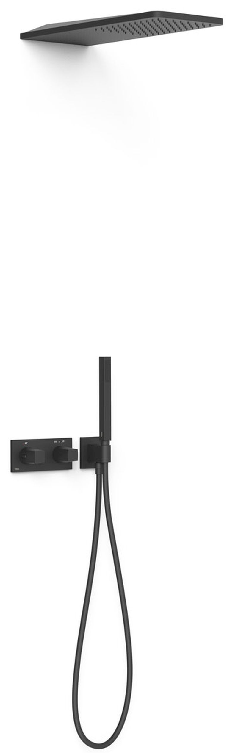 Tres B-System set de duș ascuns cu termostat cu duș de ploaie negru 30725205NM