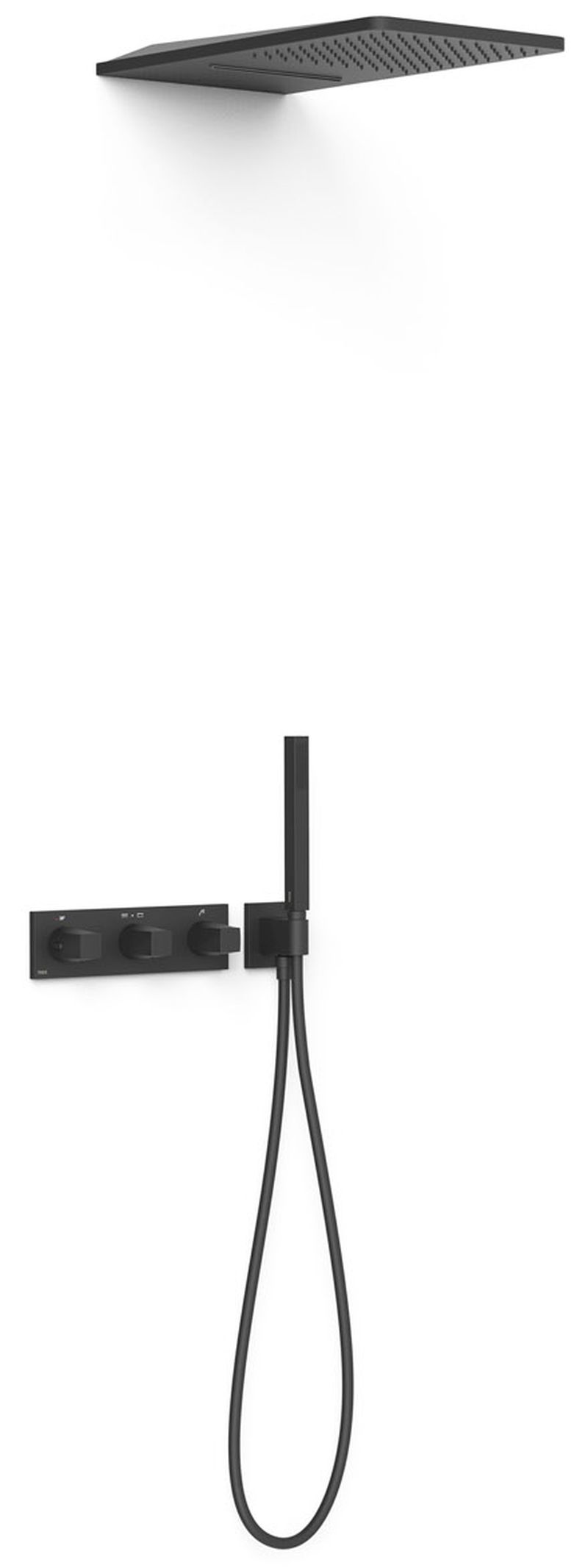 Tres B-System set de duș ascuns cu termostat cu duș de ploaie negru 30725305NM