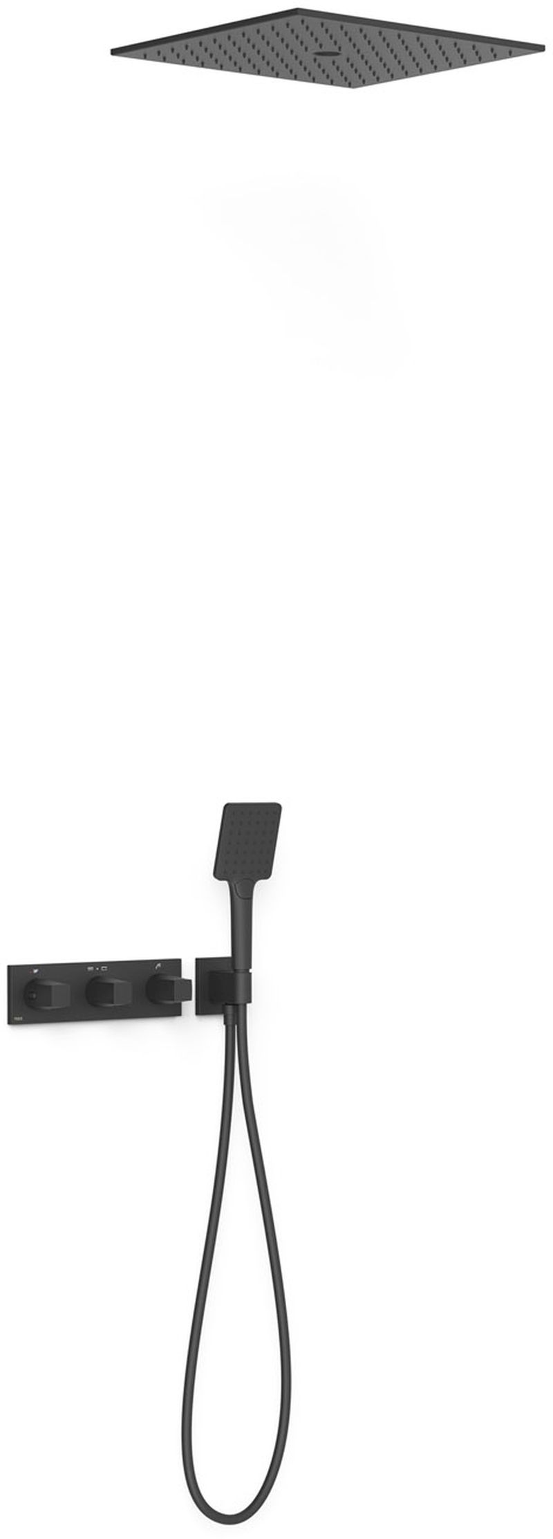 Tres B-System set de duș ascuns cu termostat cu duș de ploaie negru 30725306NM