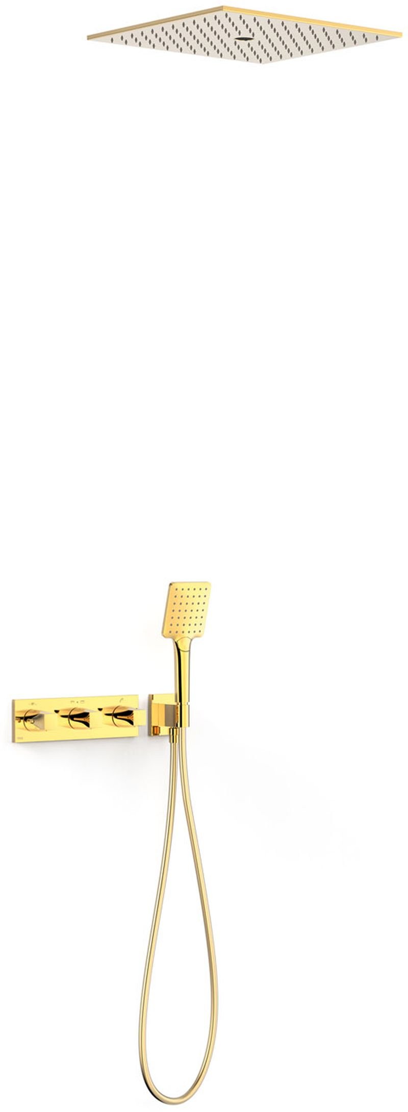 Tres B-System set de duș ascuns cu termostat cu duș de ploaie auriu 30725306OR