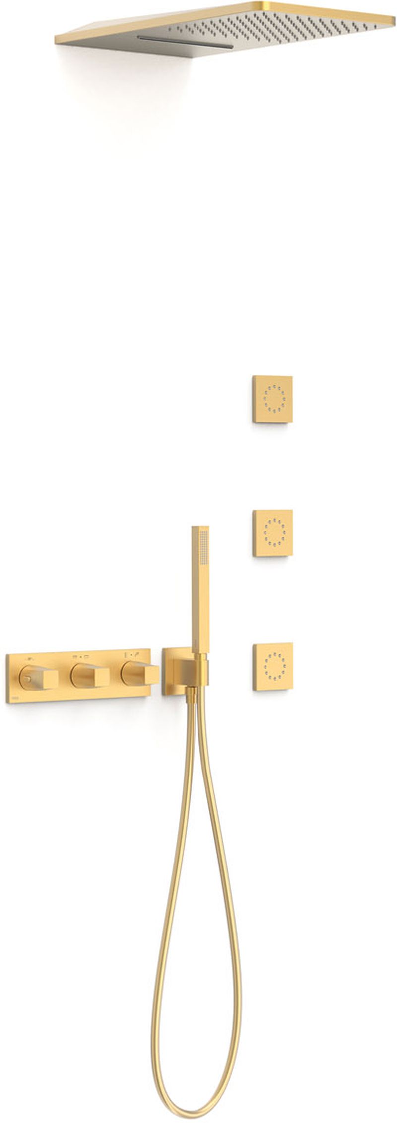 Tres B-System set de duș ascuns cu termostat cu duș de ploaie auriu 30725405OM