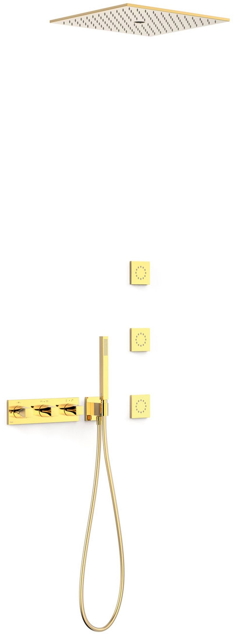 Tres B-System set de duș ascuns cu termostat cu duș de ploaie auriu 30725406OR