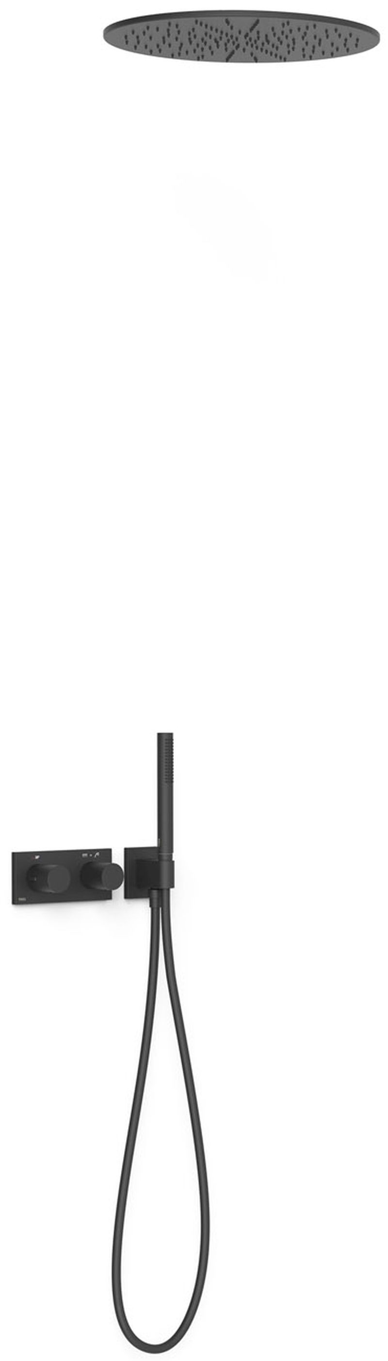 Tres B-System set de duș ascuns cu termostat cu duș de ploaie negru 30735206NM
