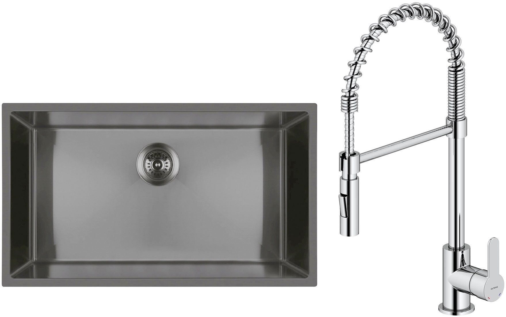 Set chiuveta din otel Oltens Stalvask 71102300, baterie bucătărie Oltens Duf 35203100