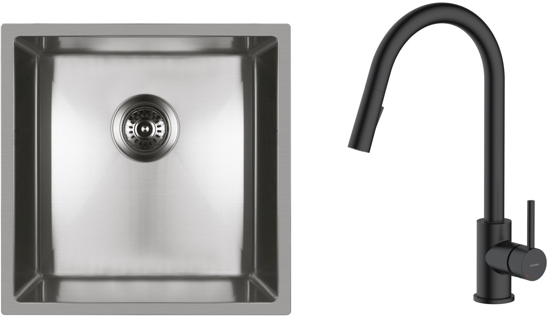 Set chiuveta din otel Oltens Stalvask 71100100, baterie bucătărie Oltens Litla 35204300