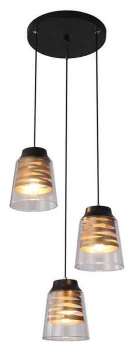 Candellux Fresno lampă suspendată 3x60 W negru-transparent-auriu 33-78988