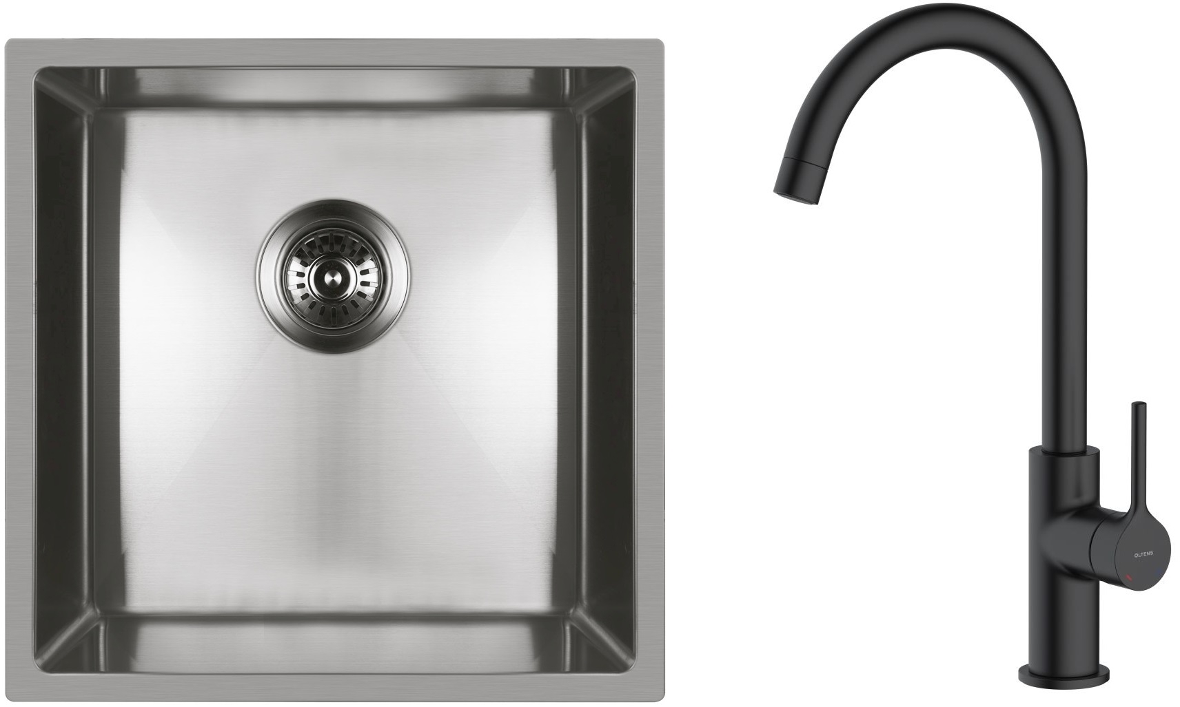 Set chiuveta din otel Oltens Stalvask 71100100, baterie bucătărie Oltens Skafta 35206300