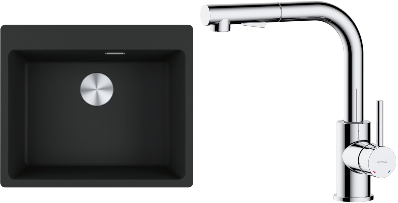 Set chiuvetă din granit Franke Maris 114.0661.794, baterie bucătărie Oltens Myvat 35205100