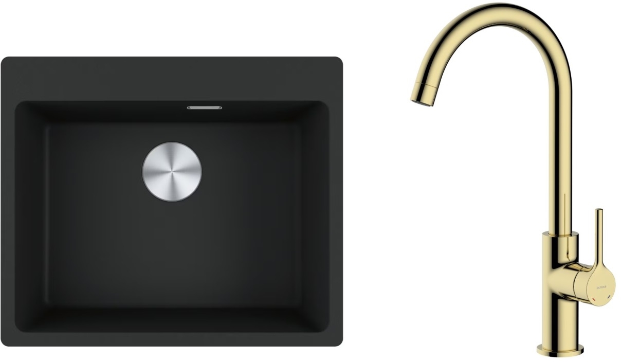 Set chiuvetă din granit Franke Maris 114.0661.794, baterie bucătărie Oltens Skafta 35206800