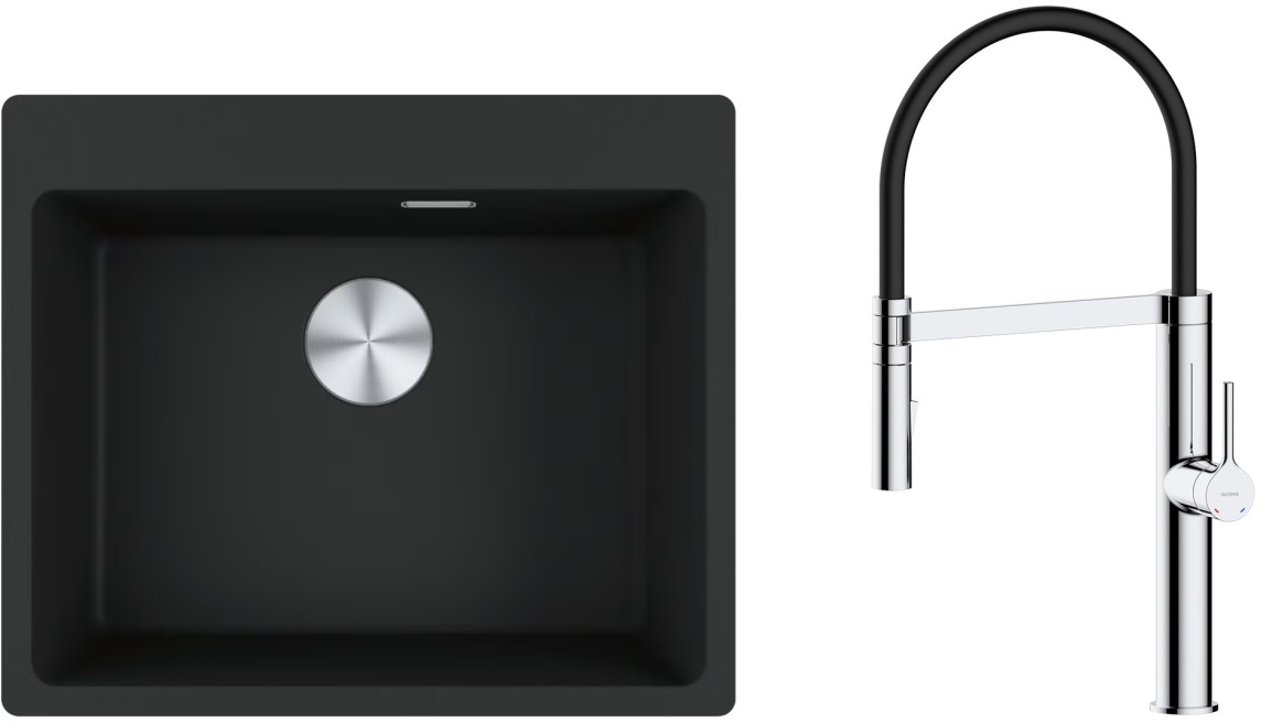 Set chiuvetă din granit Franke Maris 114.0661.794, baterie bucătărie Oltens Borga 35207100