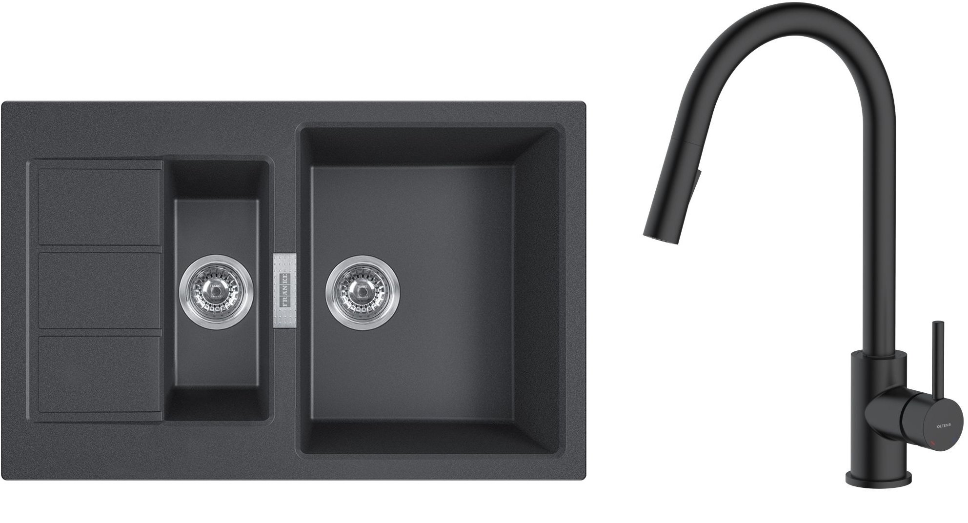 Set chiuvetă tectonite Franke Sirius 2.0 143.0618.687, baterie bucătărie Oltens Litla 35204300