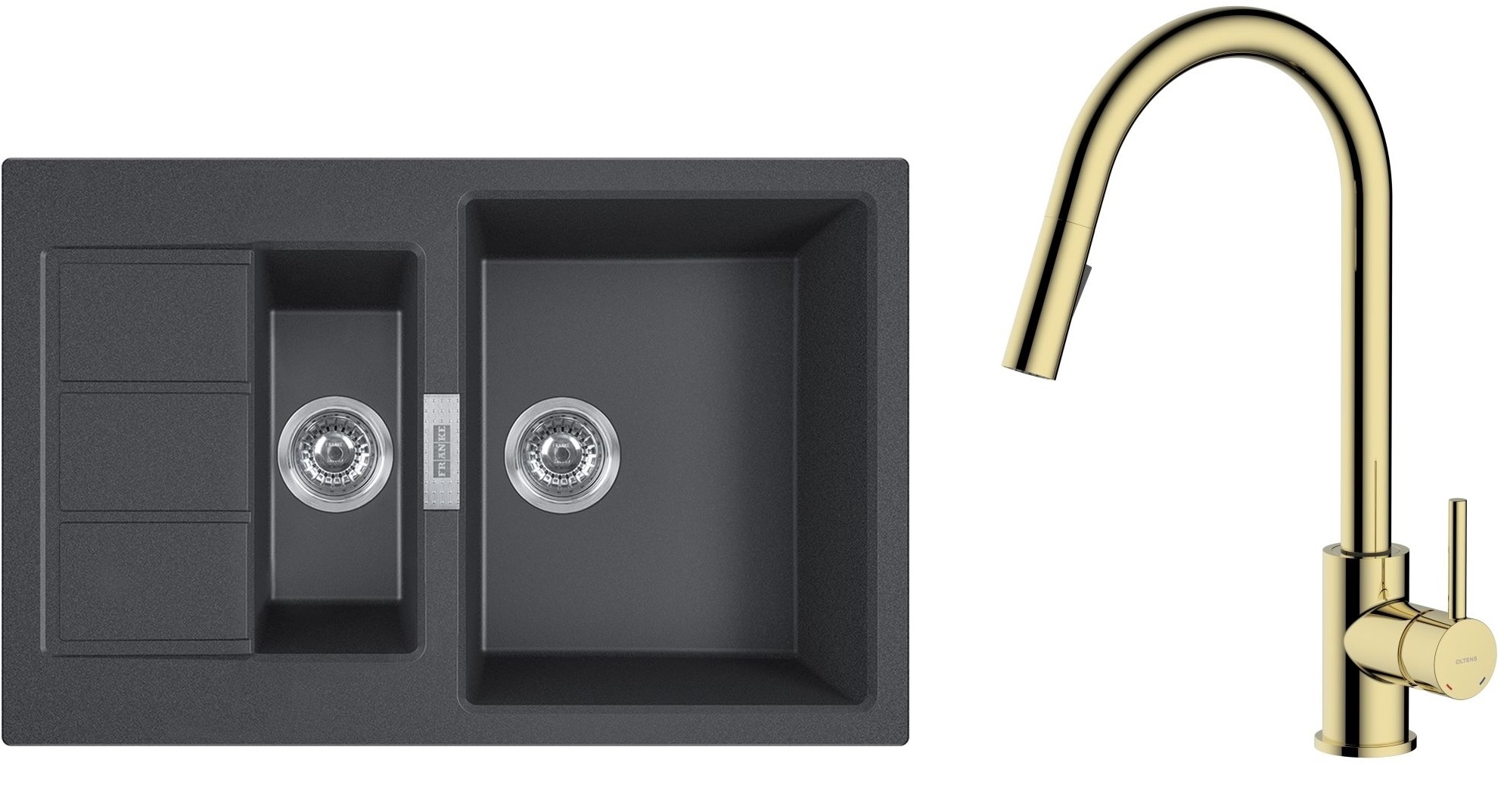 Set baterie bucătărie Oltens Litla 35204800, chiuvetă tectonite Franke Sirius 2.0 143.0618.687