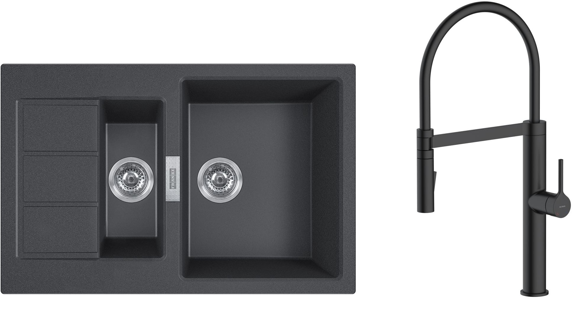 Set baterie bucătărie Oltens Borga 35207300, chiuvetă tectonite Franke Sirius 2.0 143.0618.687