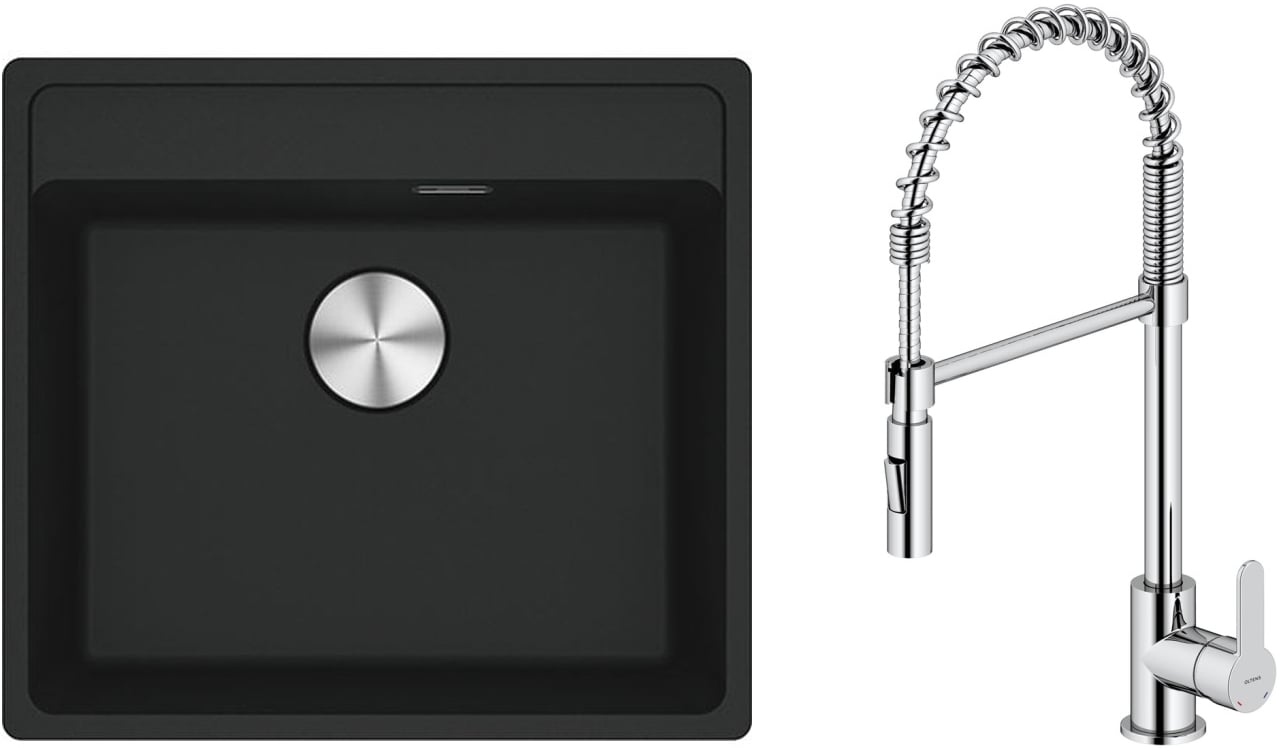 Set chiuvetă din granit Franke Maris 114.0661.761, baterie bucătărie Oltens Duf 35203100