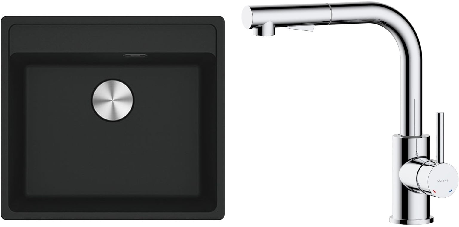Set chiuvetă din granit Franke Maris 114.0661.761, baterie bucătărie Oltens Myvat 35205100