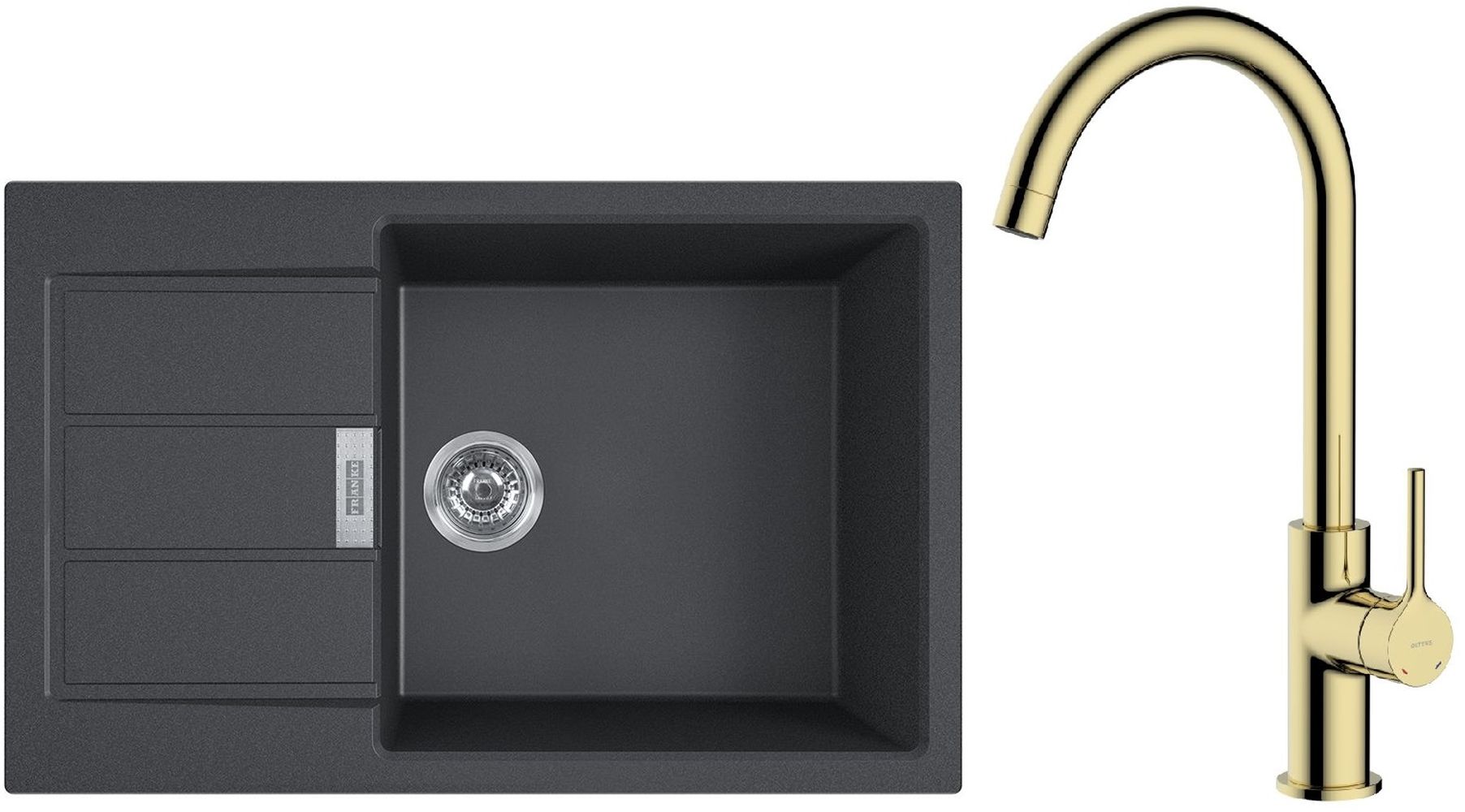 Set chiuvetă tectonite Franke Sirius 2.0 143.0618.577, baterie bucătărie Oltens Skafta 35206800