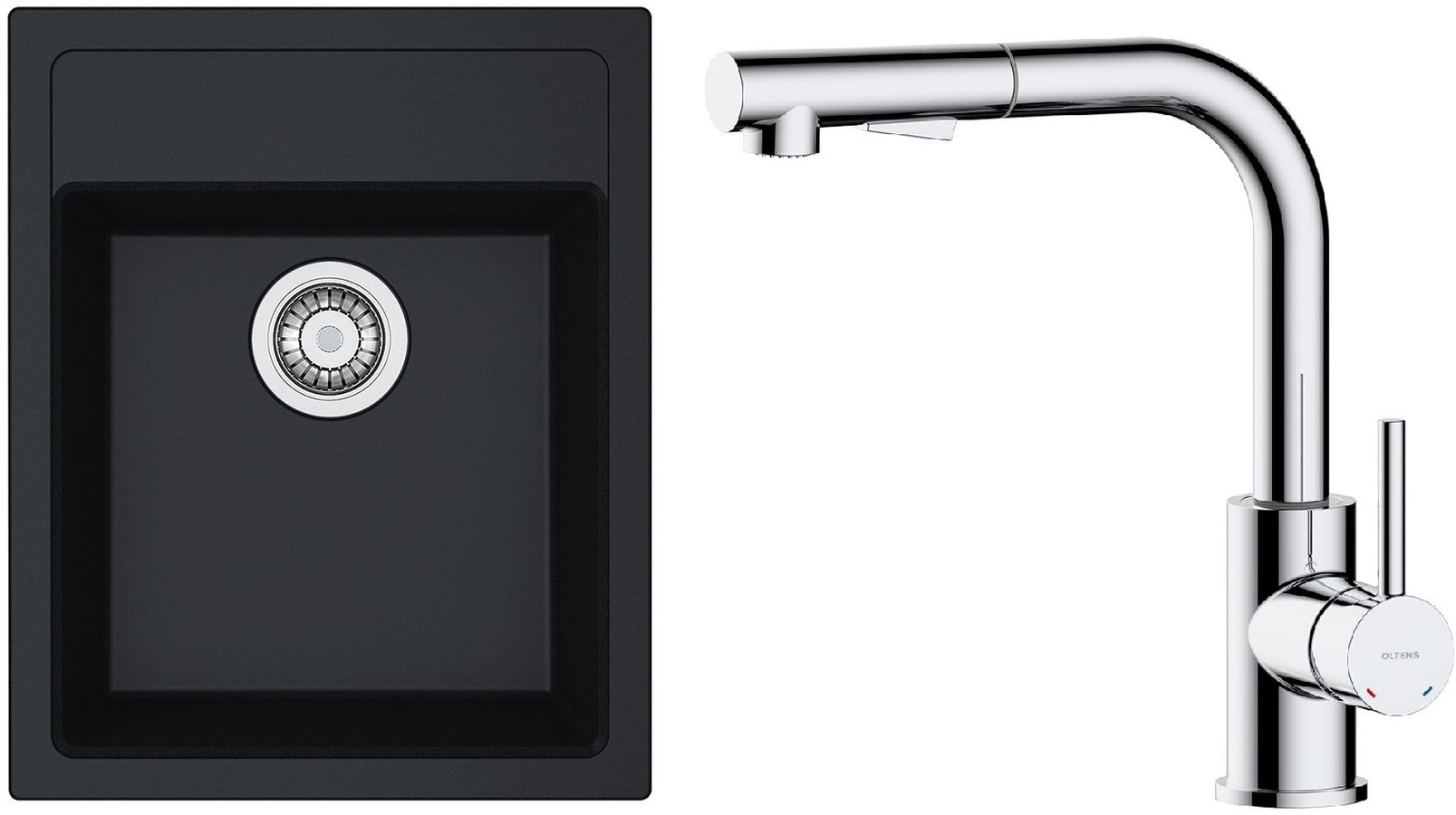 Set chiuvetă tectonite Franke Sirius 114.0496.104, baterie bucătărie Oltens Myvat 35205100