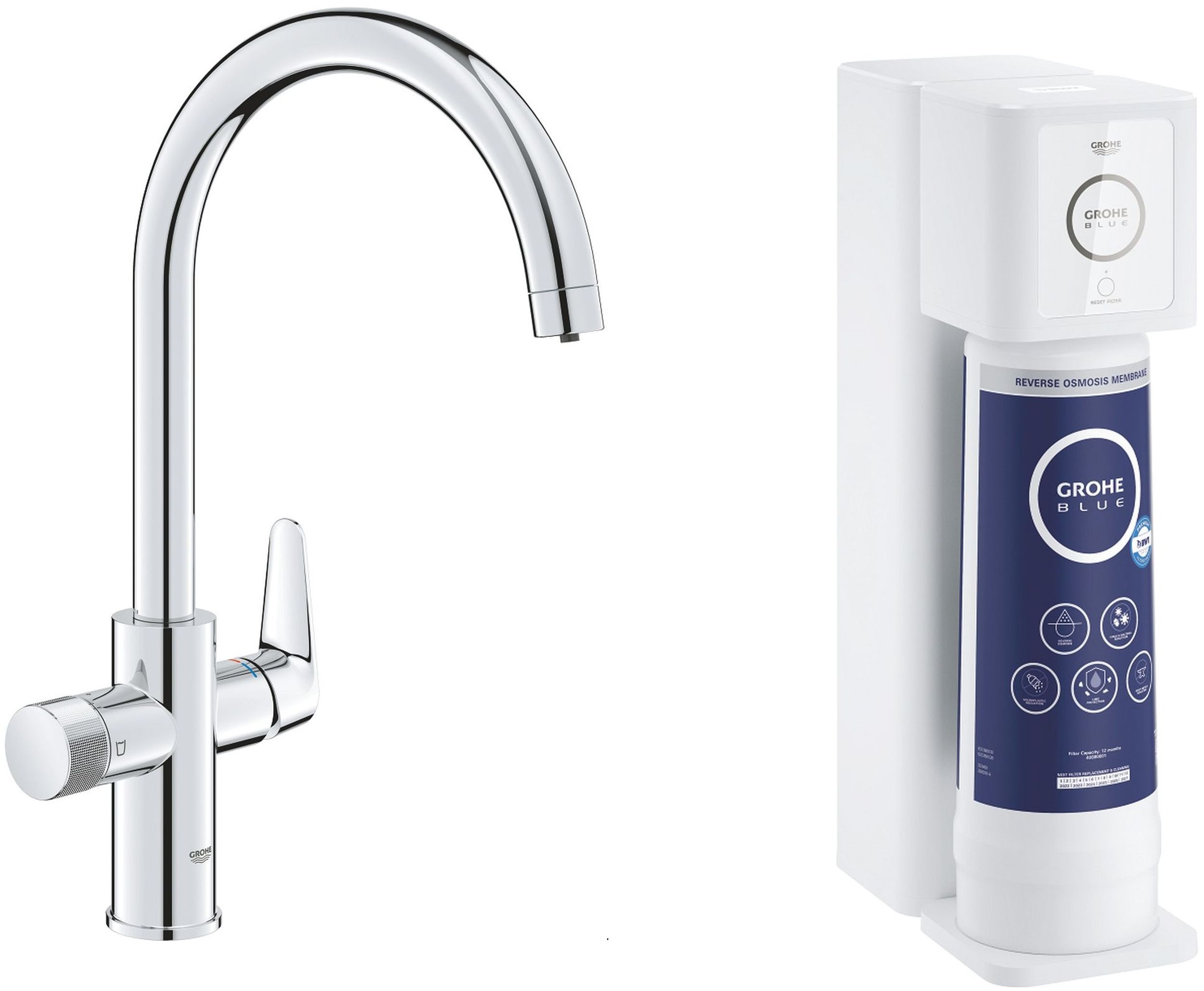 Set set de pornire Grohe Blue 40877000, baterie pentru filtru apă Grohe Blue 30592000