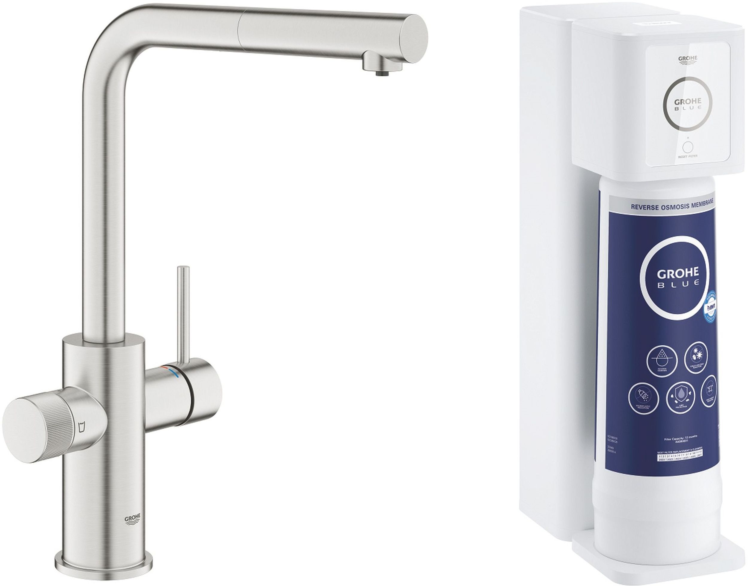 Set set de pornire Grohe Blue 40877000, baterie pentru filtru apă Grohe Blue 30601DC0