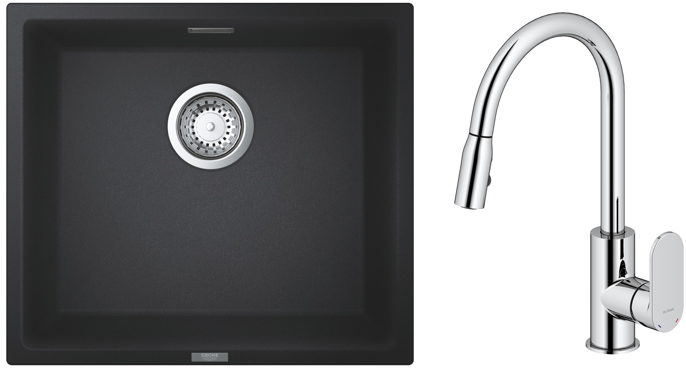 Set chiuvetă din granit Grohe K700 31653AP0, baterie bucătărie Oltens Lista 35202100