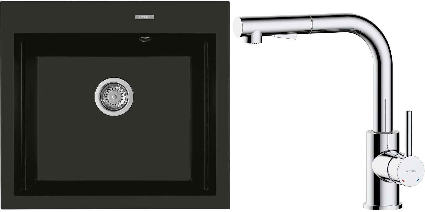 Set chiuvetă din granit Oltens Gravan 72000300, baterie bucătărie Oltens Myvat 35205100