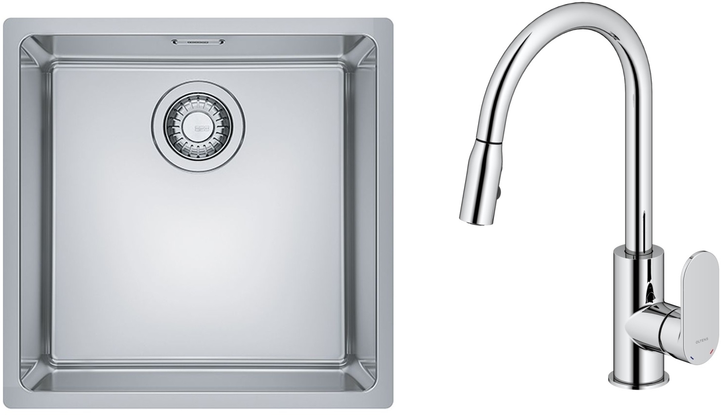Set chiuveta din otel Franke Maris 122.0543.995, baterie bucătărie Oltens Lista 35202100