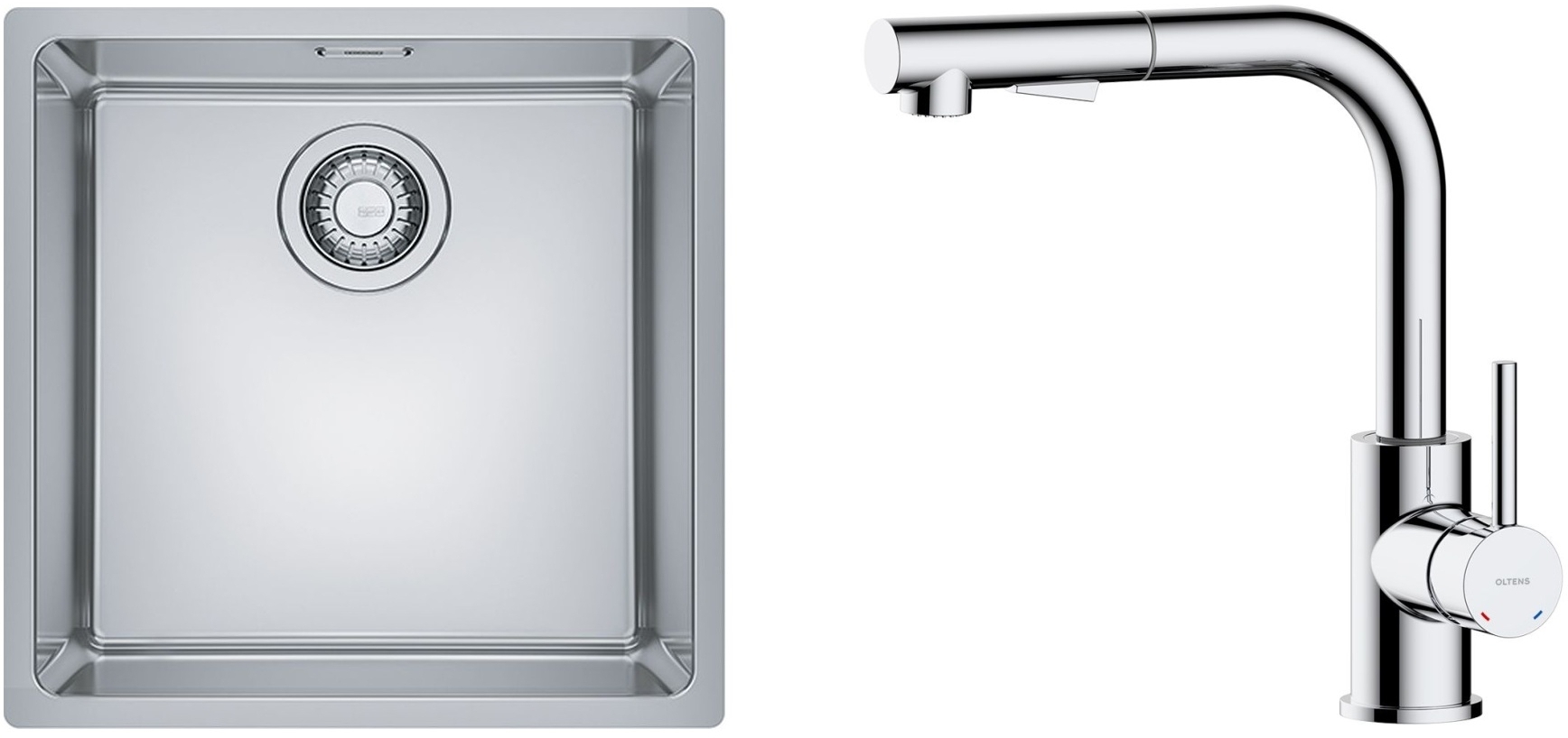Set chiuveta din otel Franke Maris 122.0543.995, baterie bucătărie Oltens Myvat 35205100