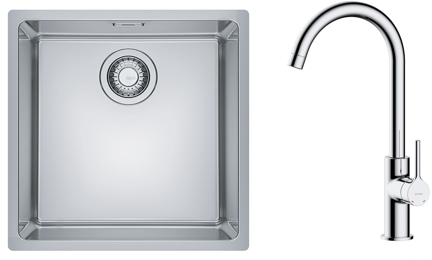 Set chiuveta din otel Franke Maris 122.0543.995, baterie bucătărie Oltens Skafta 35206100