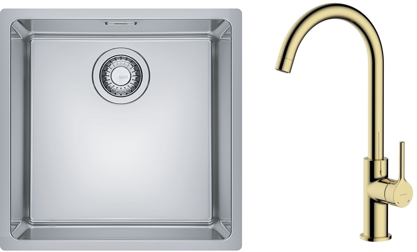 Set chiuveta din otel Franke Maris 122.0543.995, baterie bucătărie Oltens Skafta 35206800