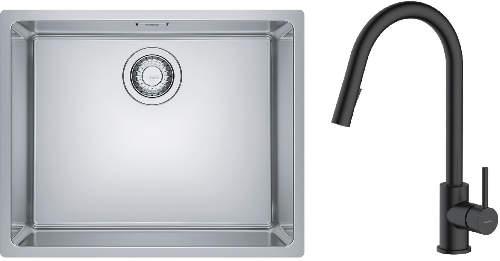 Set chiuveta din otel Franke Maris 122.0543.996, baterie bucătărie Oltens Litla 35204300