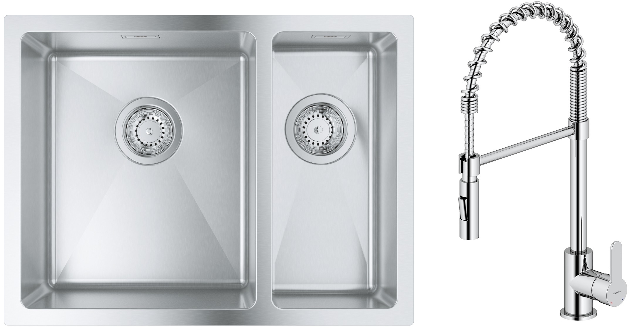 Set chiuveta din otel Grohe K700 31577SD1, baterie bucătărie Oltens Duf 35203100