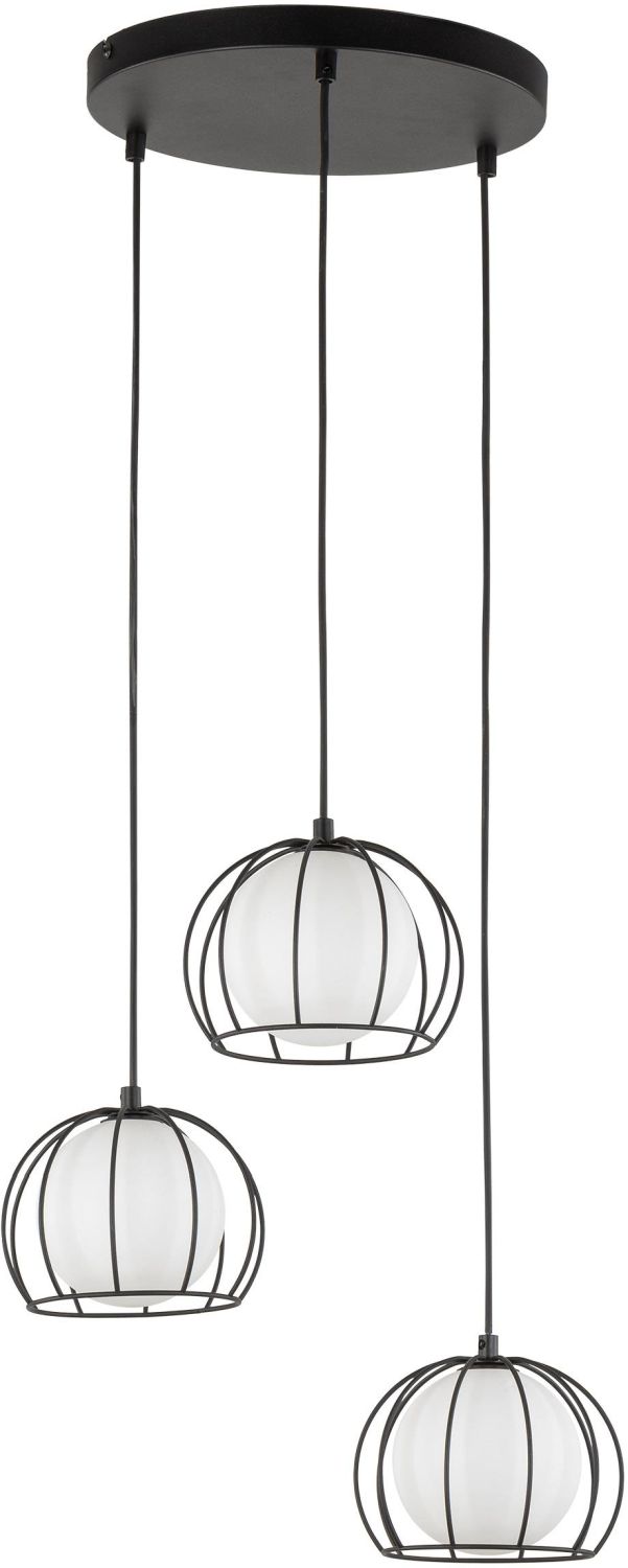 TK Lighting Beniamin lampă suspendată 3x6 W alb-negru 4812