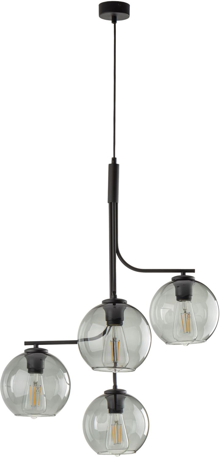 TK Lighting Cesar lampă suspendată 4x15 W negru-fumuriu 5727