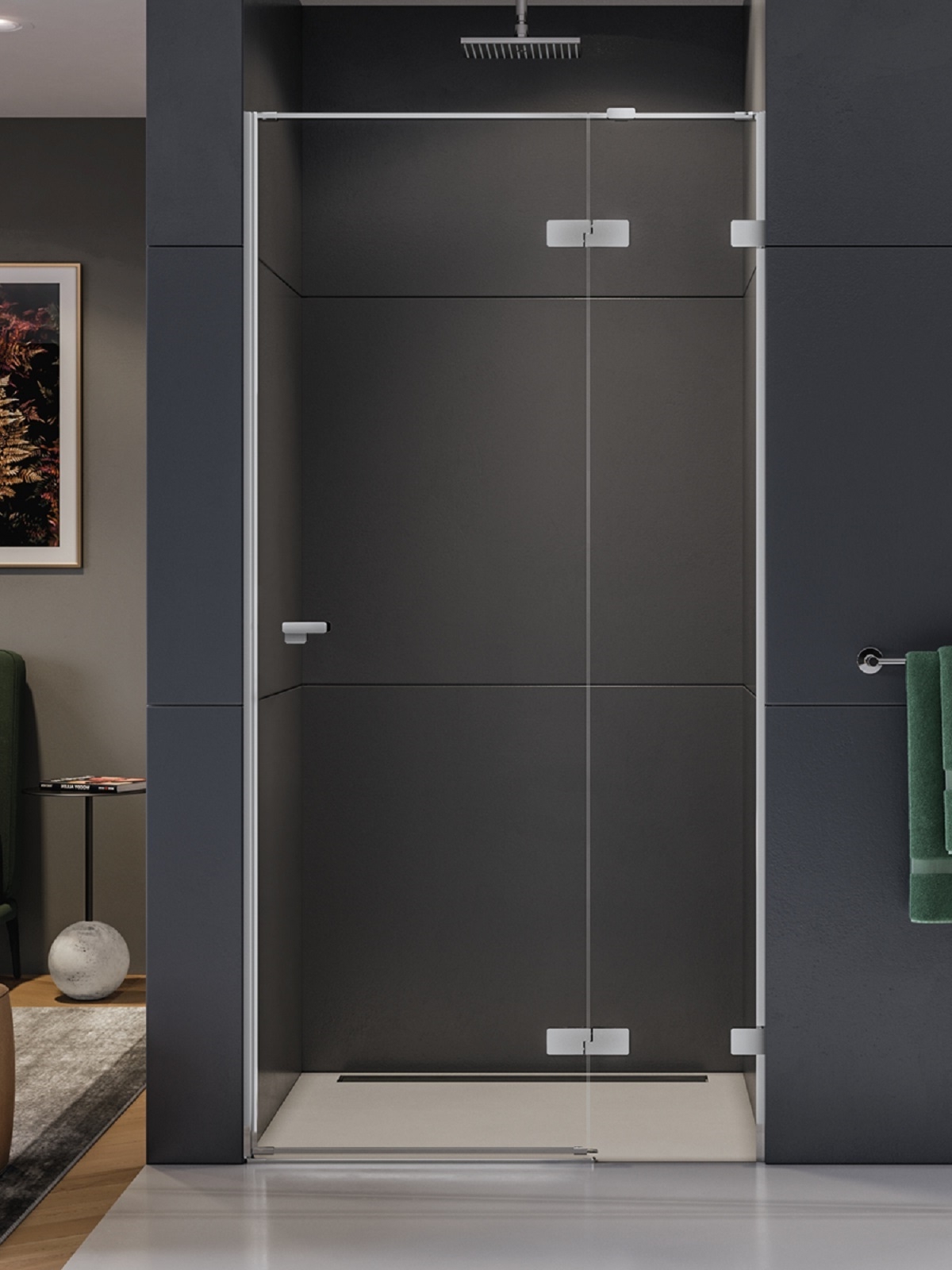 New Trendy Eventa uși de duș 80 cm înclinabilă crom luciu/sticlă transparentă EXK-4451