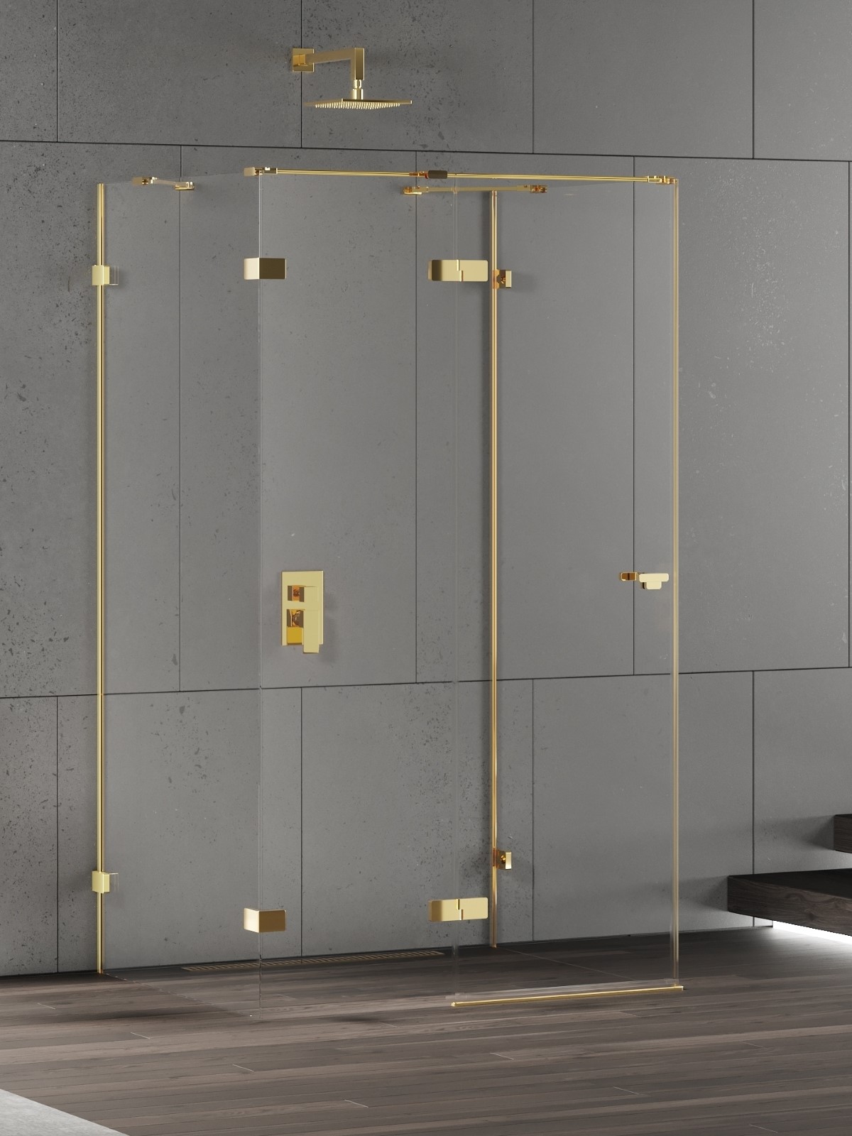 New Trendy Eventa Gold Shine cabină de duș 80x80 cm pătrat auriu luciu/sticlă transparentă EXK-4792