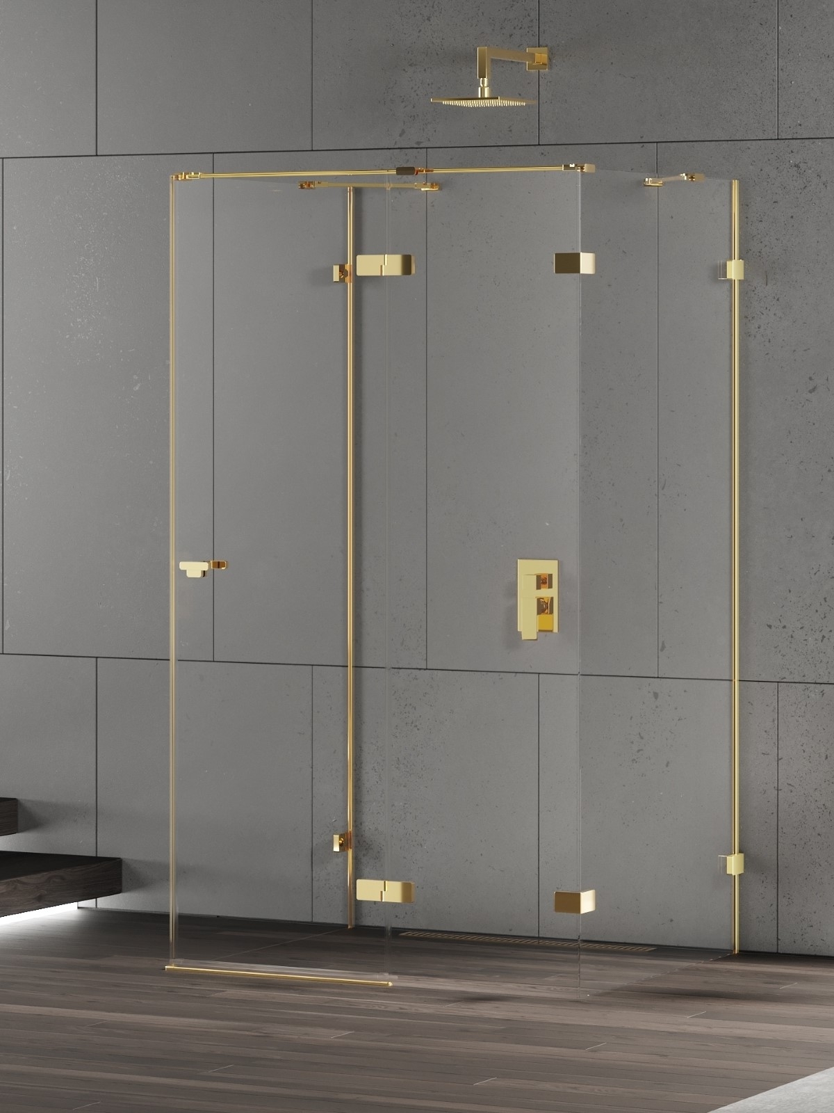 New Trendy Eventa Gold Shine cabină de duș 80x80 cm pătrat auriu luciu/sticlă transparentă EXK-4793