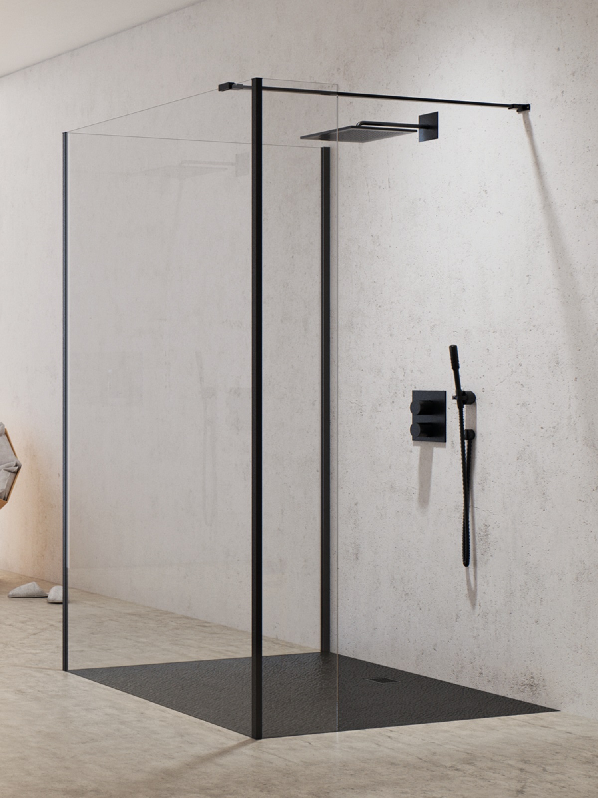 New Trendy New Modus Black perete cabină de duș walk-in 120 cm negru mat/sticla transparentă EXK-5600