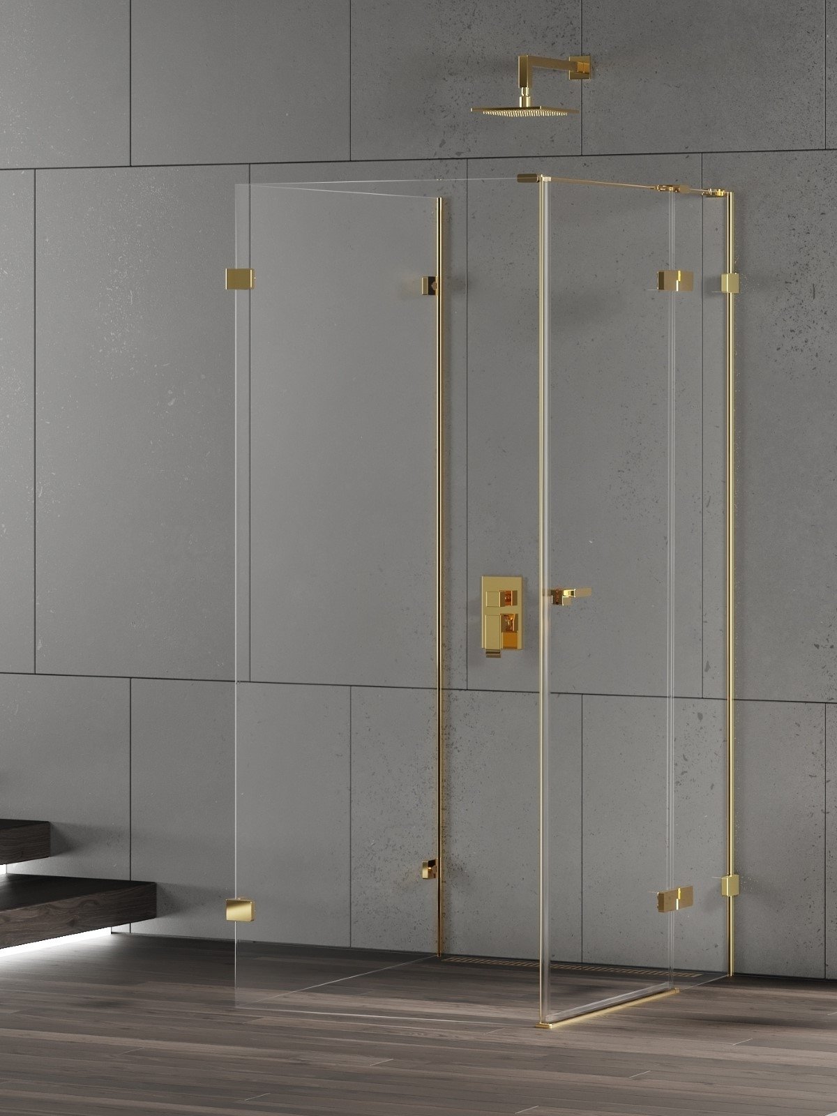 New Trendy Eventa Gold Shine cabină de duș 90x90 cm pătrat auriu luciu/sticlă transparentă EXK-4825