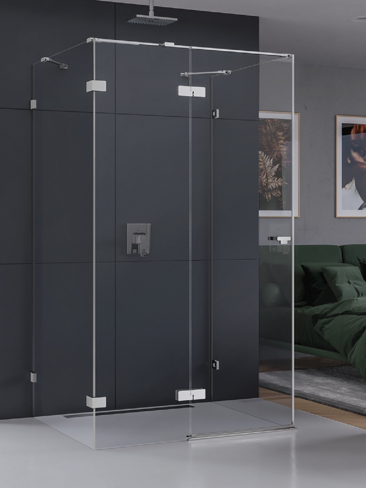 New Trendy Eventa cabină de duș 90x80 cm dreptunghiular crom luciu/sticlă transparentă EXK-4577