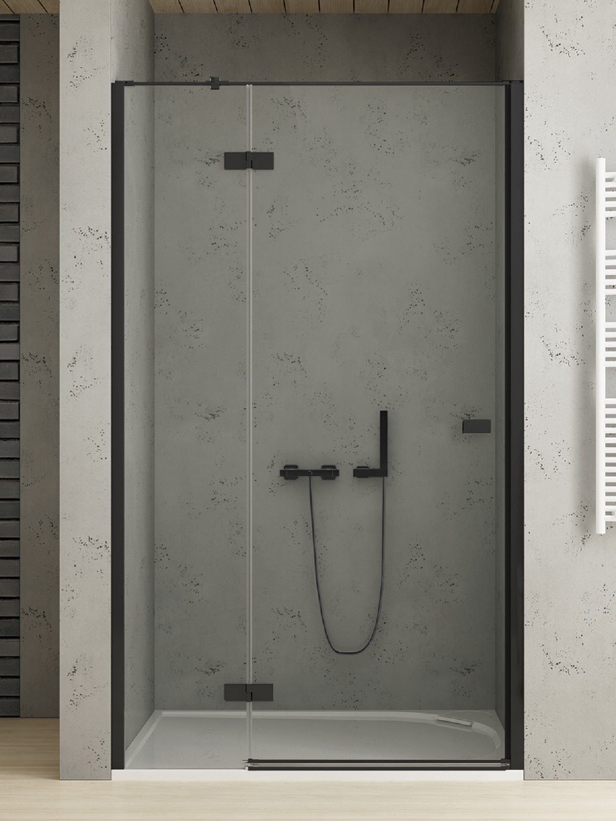 New Trendy Reflexa Black uși de duș 140 cm înclinabilă negru mat/sticlă transparentă EXK-4910