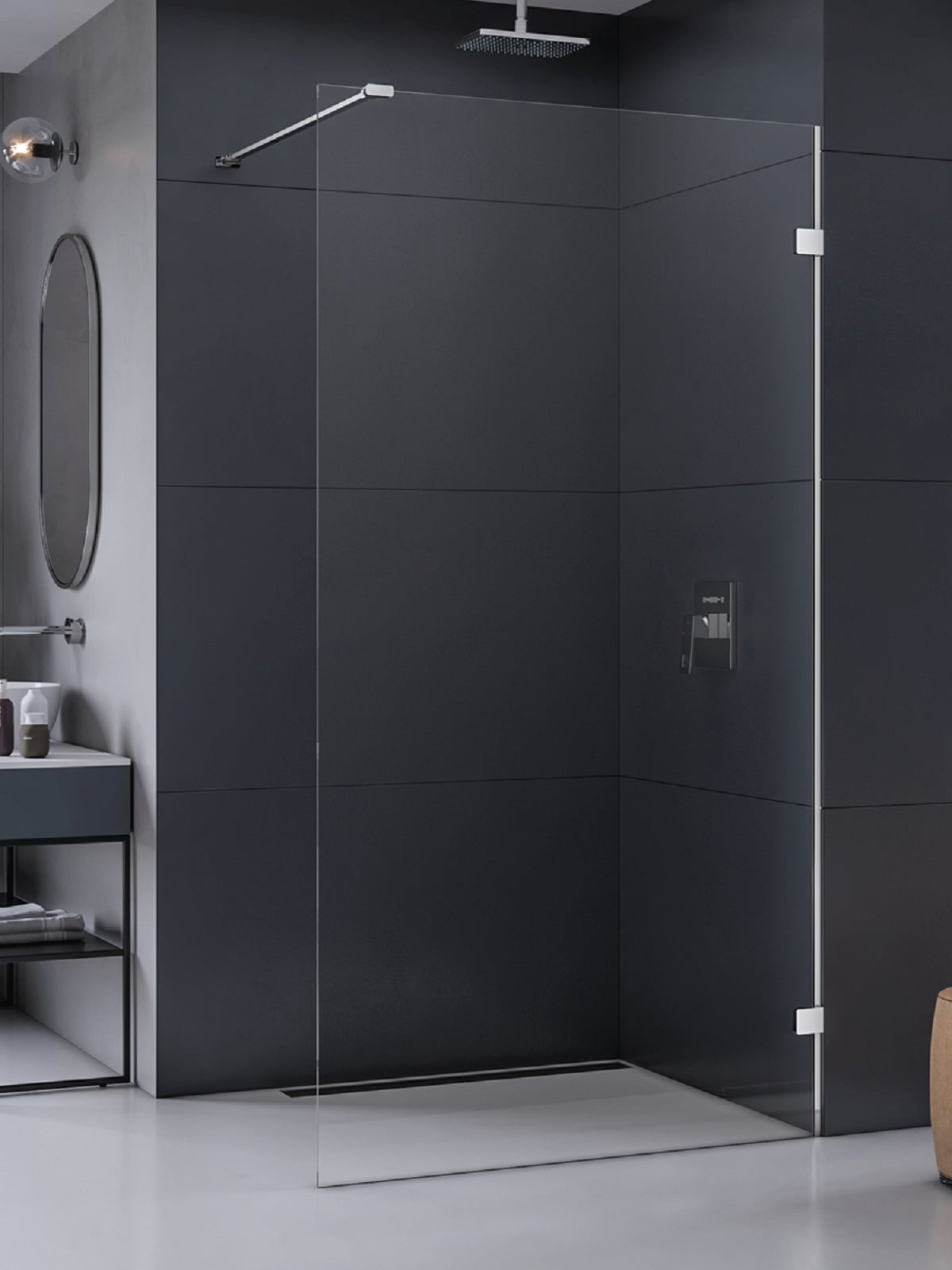 New Trendy Eventa perete cabină de duș walk-in 80 cm crom luciu/sticla transparentă EXK-4618