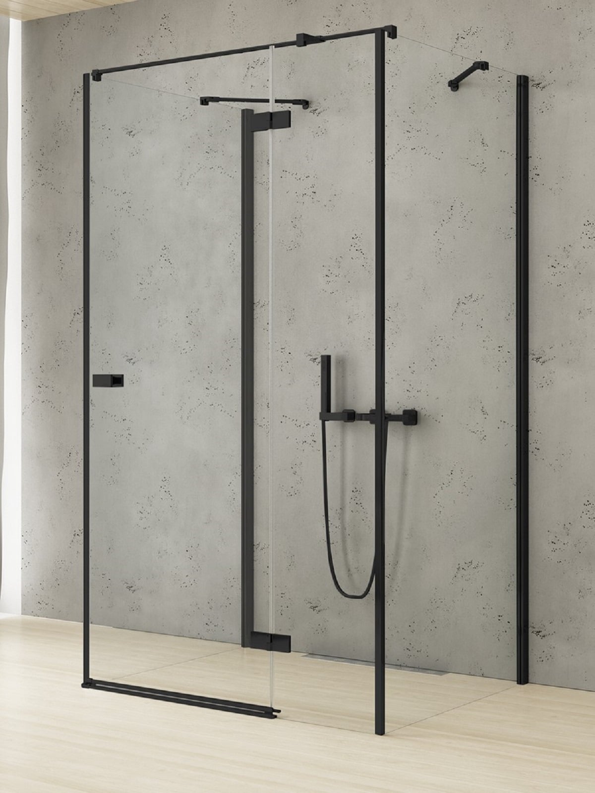 New Trendy Reflexa Black cabină de duș 90x90 cm pătrat negru mat/sticlă transparentă EXK-5014