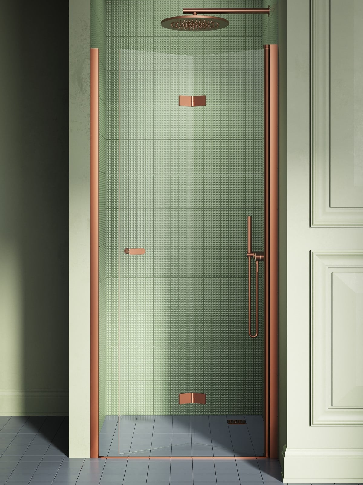 New Trendy New Soleo Copper Brushed uși de duș 90 cm pliantă cupru periat/sticlă transparentă D-0504A