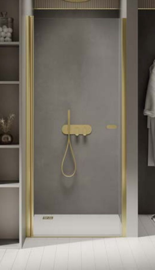 New Trendy New Soleo Light Gold uși de duș 90 cm înclinabilă auriu luciu/sticlă transparentă D-0452A