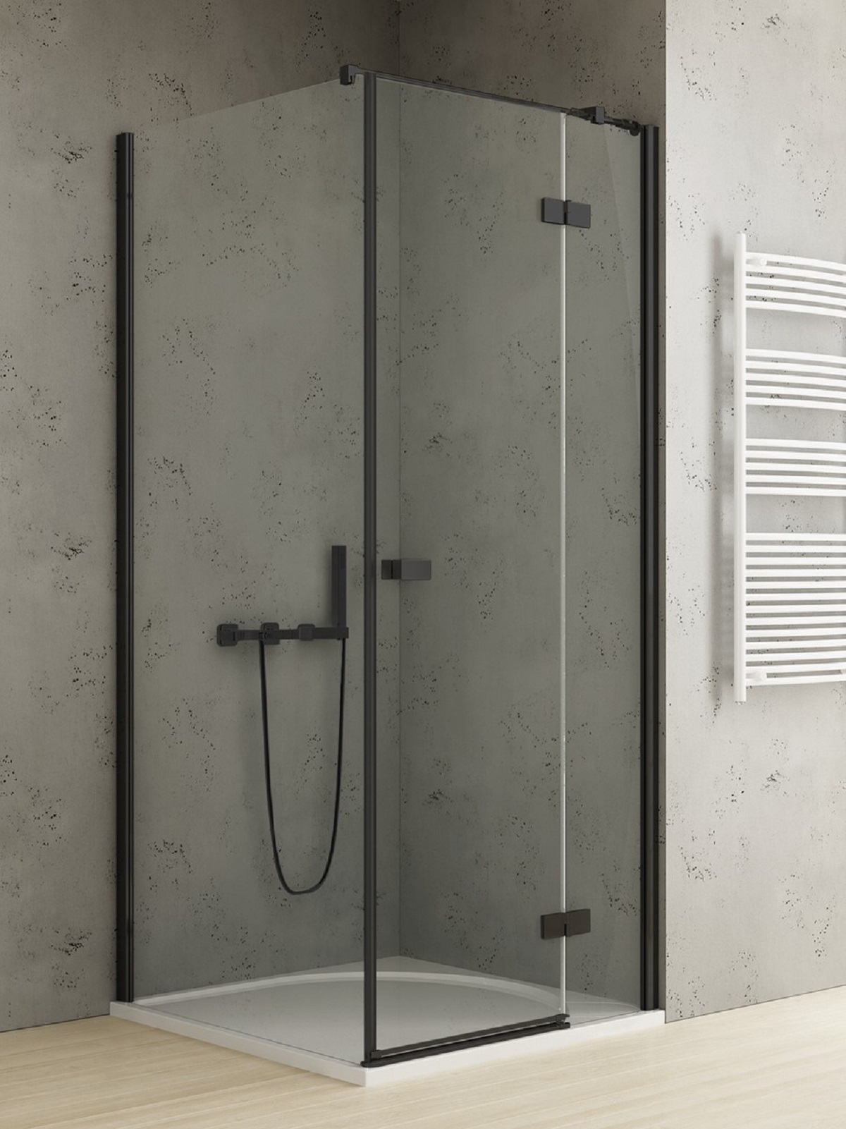 New Trendy Reflexa Black cabină de duș 80x70 cm dreptunghiular negru mat/sticlă transparentă EXK-4913