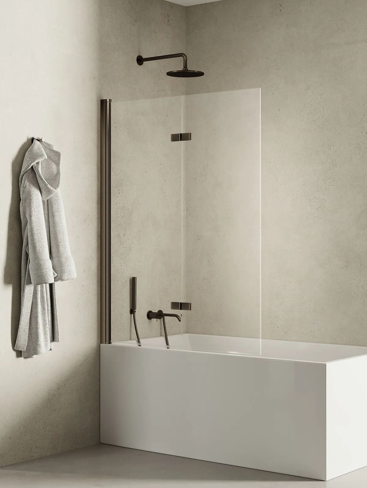 New Trendy New Soleo Gunmetal Brushed paravan cadă 100 cm două piese periat/sticlă transparentă P-0141